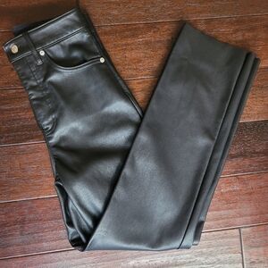 Express super high waisted faux modern straight leather pants size 4r black